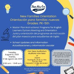 New Families Orientation Orientación para familias nuevas. Grades: PK-5th